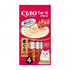INABA CIAO крем-лакомство для кошек Churu пюре Тунец Магуро, 14 г х 4 шт