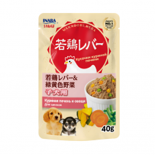 INABA влажный корм для щенков Wakadori reba Куриная печень и овощи, 40 г
