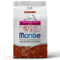 Monge Dog Speciality Extra Small корм для взрослых собак миниатюрных пород ягненок с рисом и картофелем
