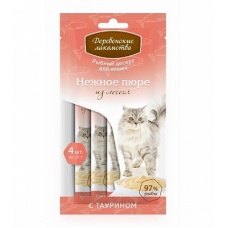 Деревенские лакомства. для кошек «Нежное пюре из лосося», 4х10г