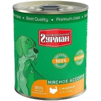 Четвероногий гурман Мясное ассорти консервы для собак с индейкой