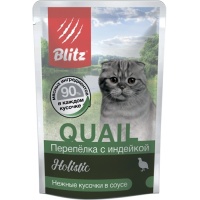 Blitz Holistic пауч для кошек кусочки в соусе Перепелка с индейкой, 24 шт